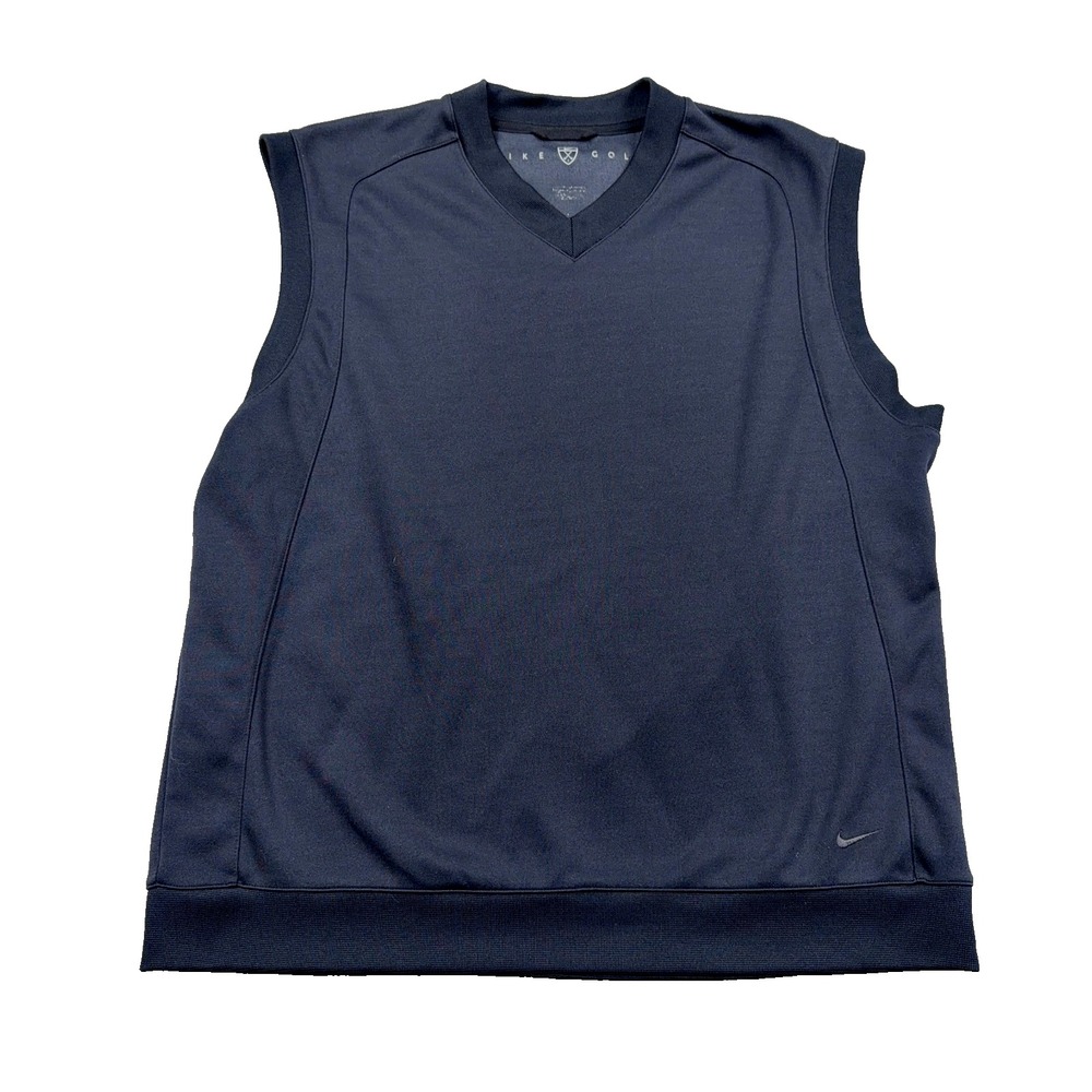 Nike Golf Sweater Vest Men Large Black V Neck Performance Wicking Pullover Adult